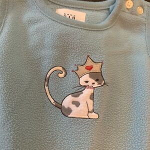 GAP Light Blue Baby one piece with Crown Kitty Design